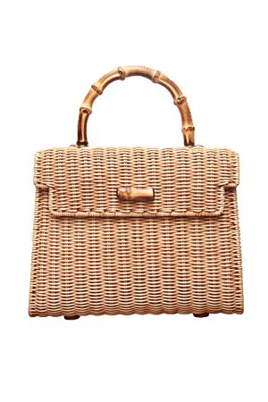Mini bag in woven wicker with bamboo handle Laboratorio Capri | 110BISCOTTO